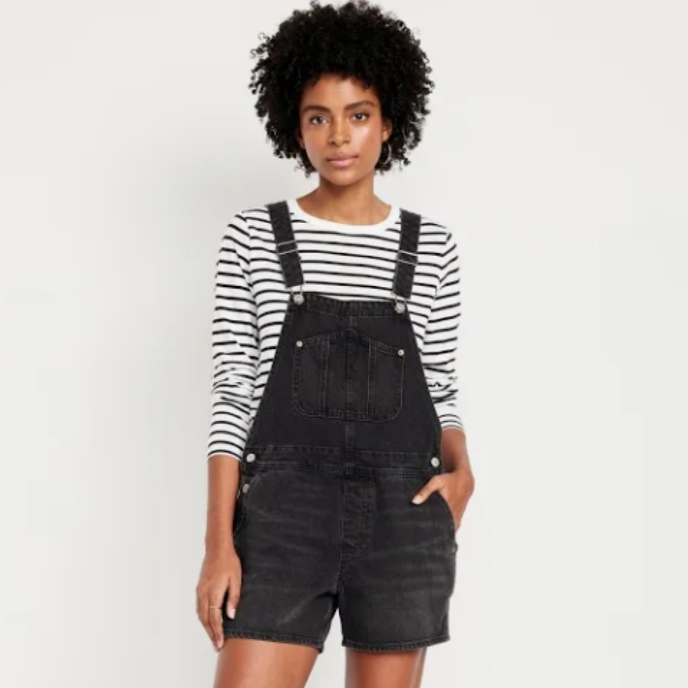 Old Navy Slouchy Jean Cut-Off Overalls
